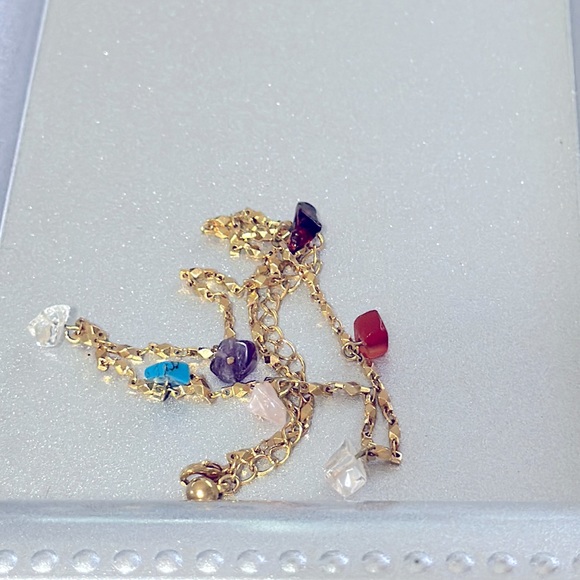 Jewelry - Vintage Gold Tone Agate Stone Necklace